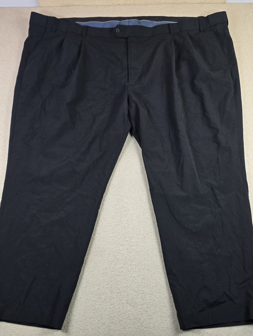 Oak Hill Mens Dress Pants 62x30 Black Pleated Wool Blend Lined Slacks